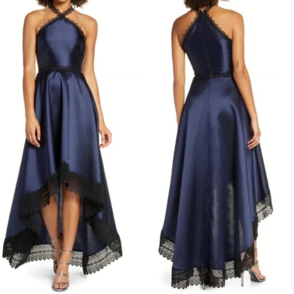 Monique Lhuillier Dresses & Skirts - Vintage Blue and Black Lace Monique Lhullier Dress - Size 4